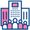 Das Icon zeigt ein Hochhaus und davor Menschen.