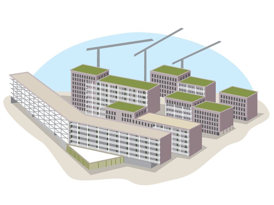 Illustration: Visualisierung Wohnquartier Hafenbahnpark
