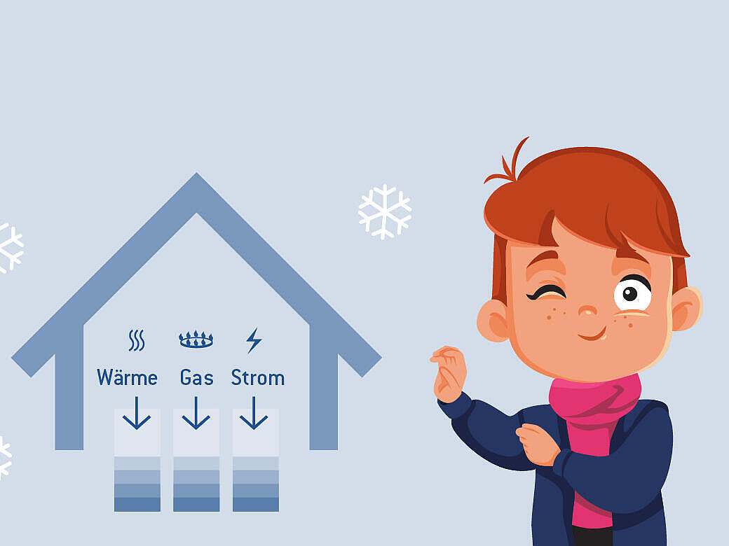 Die Illustration zeigt einen Jungen vor einem Haus. 